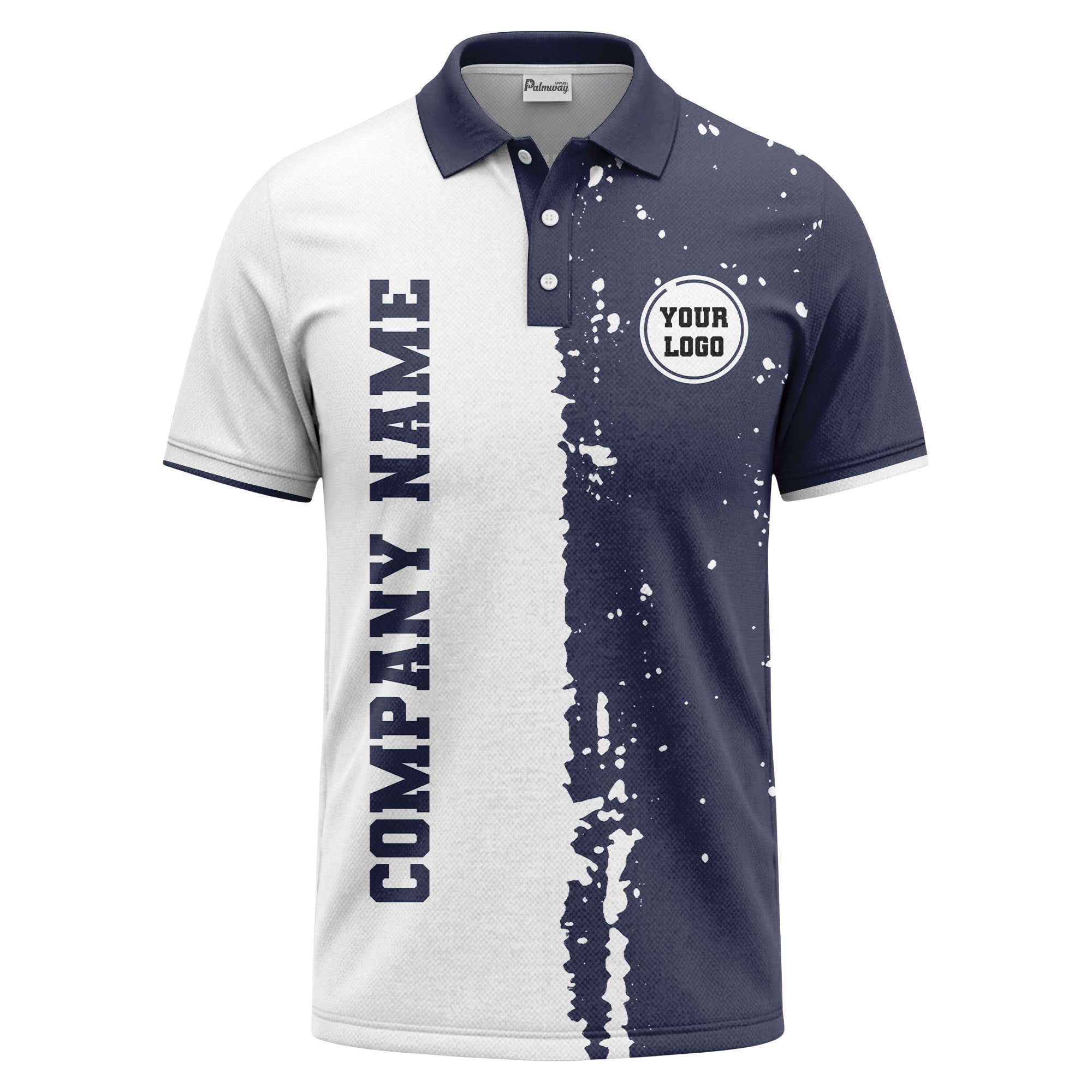black white paint splatter custom logo corporate polo shirt
