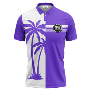black white palm trees & stripes modern hawaiian polo shirt