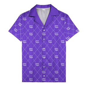 black & white quilted diamond custom logo hawaiian shirt