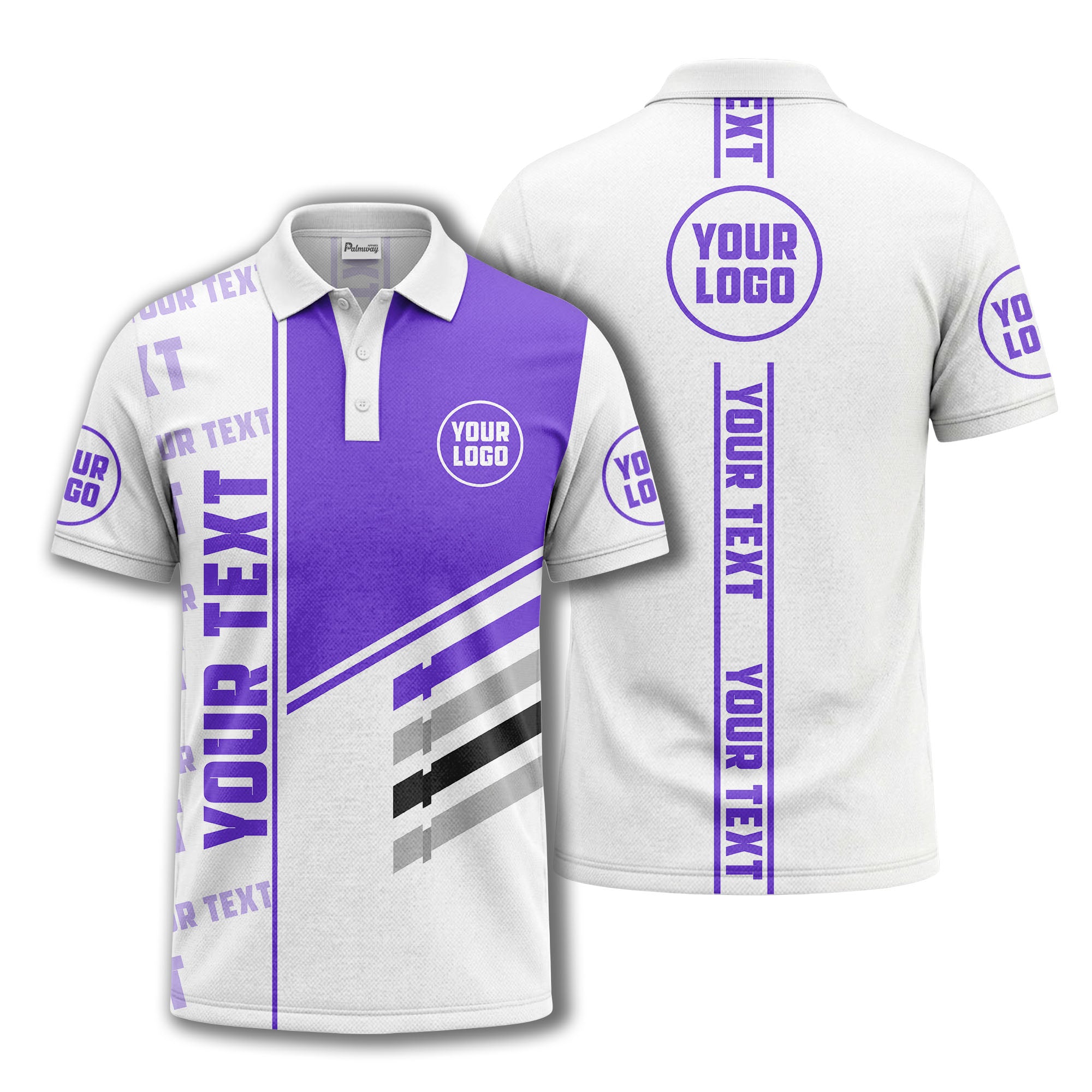 bold geometric stripes & custom text placeholder modern polo shirt