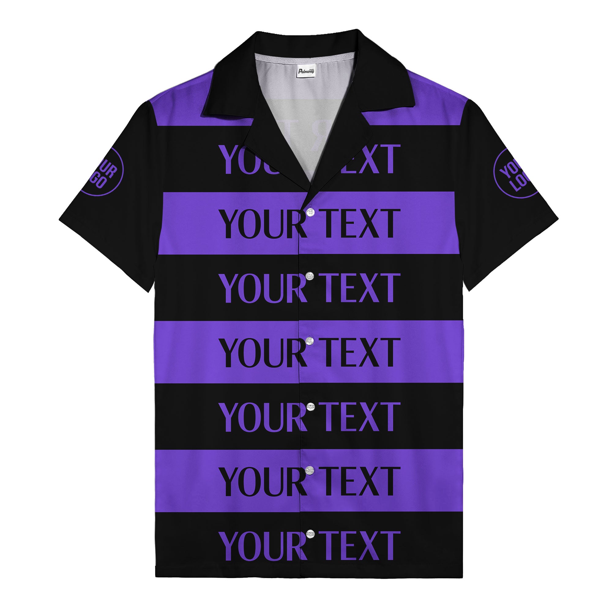 bold horizontal stripes customizable text hawaiian shirt for men
