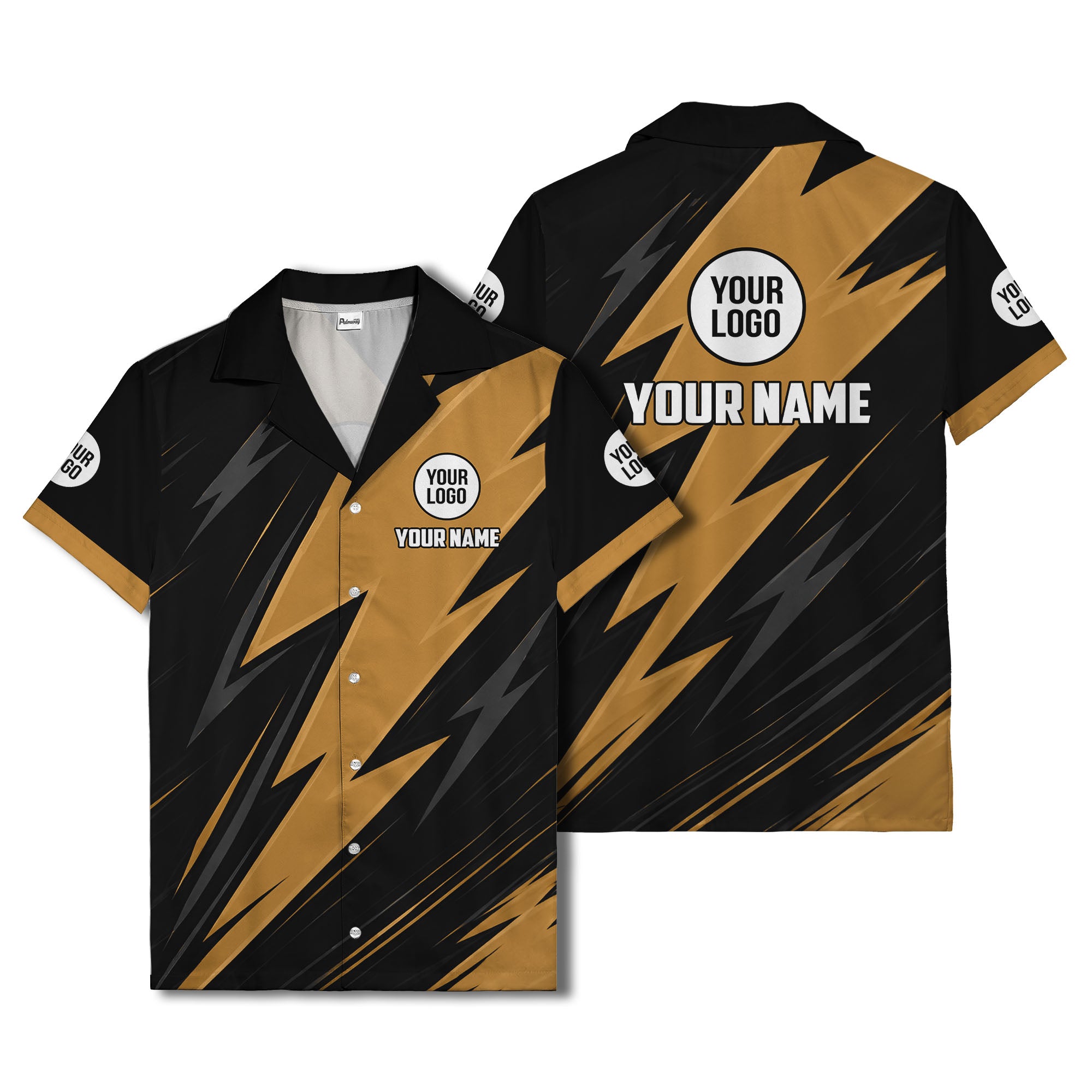 bold lightning bolt repeat pattern personalized hawaiian shirt for men