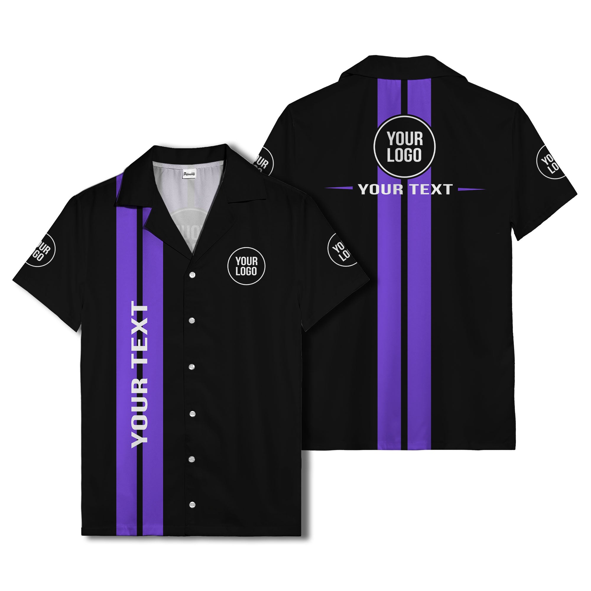 bold vertical stripe custom logo hawaiian shirt for men