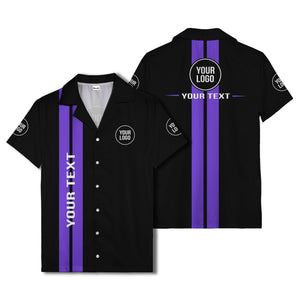 bold vertical stripe custom logo hawaiian shirt for men