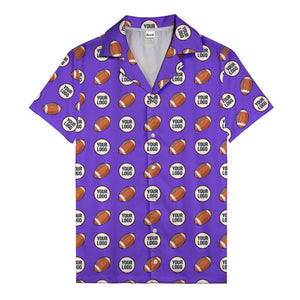 cartoon football field custom logo pattern black hawaiian shirt for men