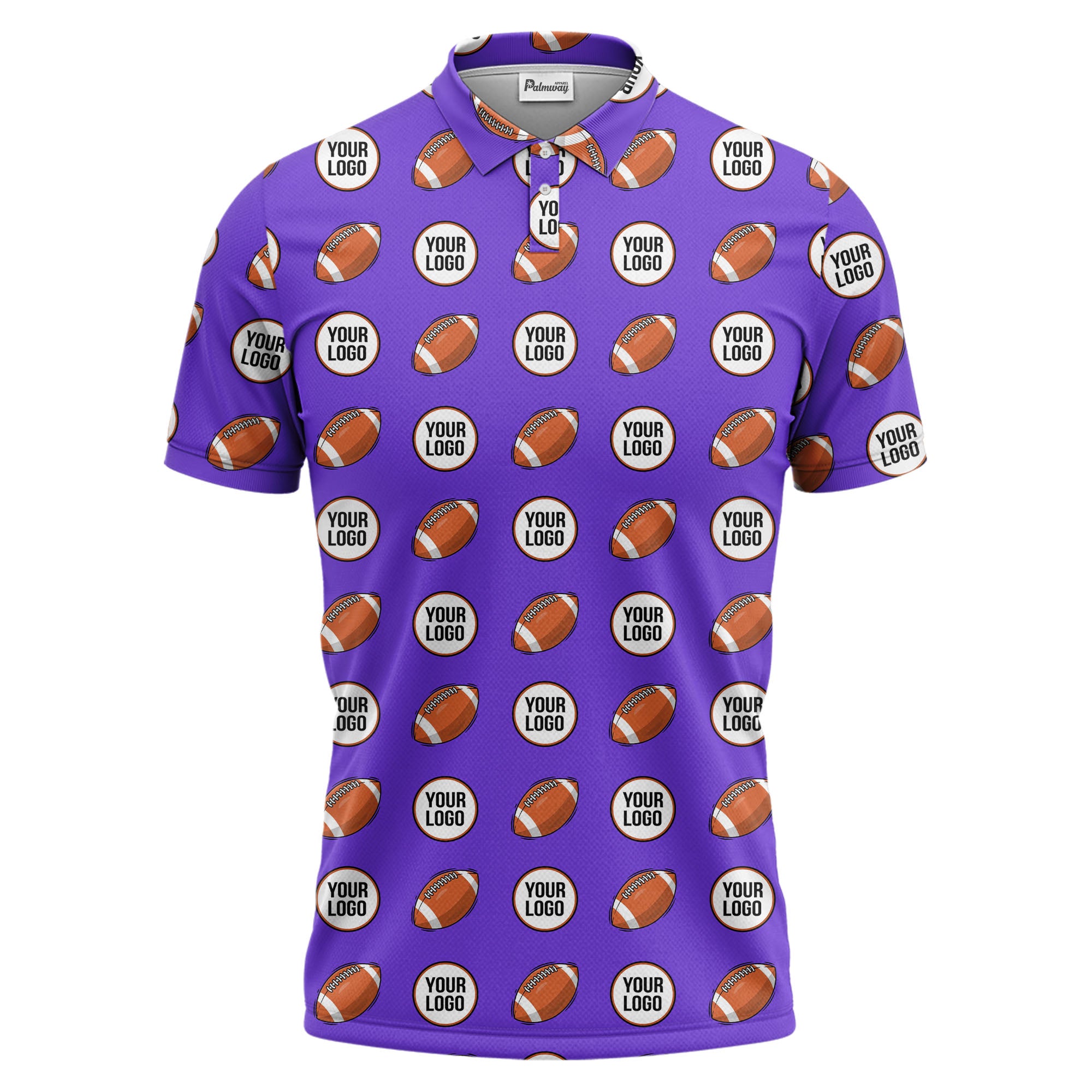 cartoon football logo circle repeat black sports polo shirt for men