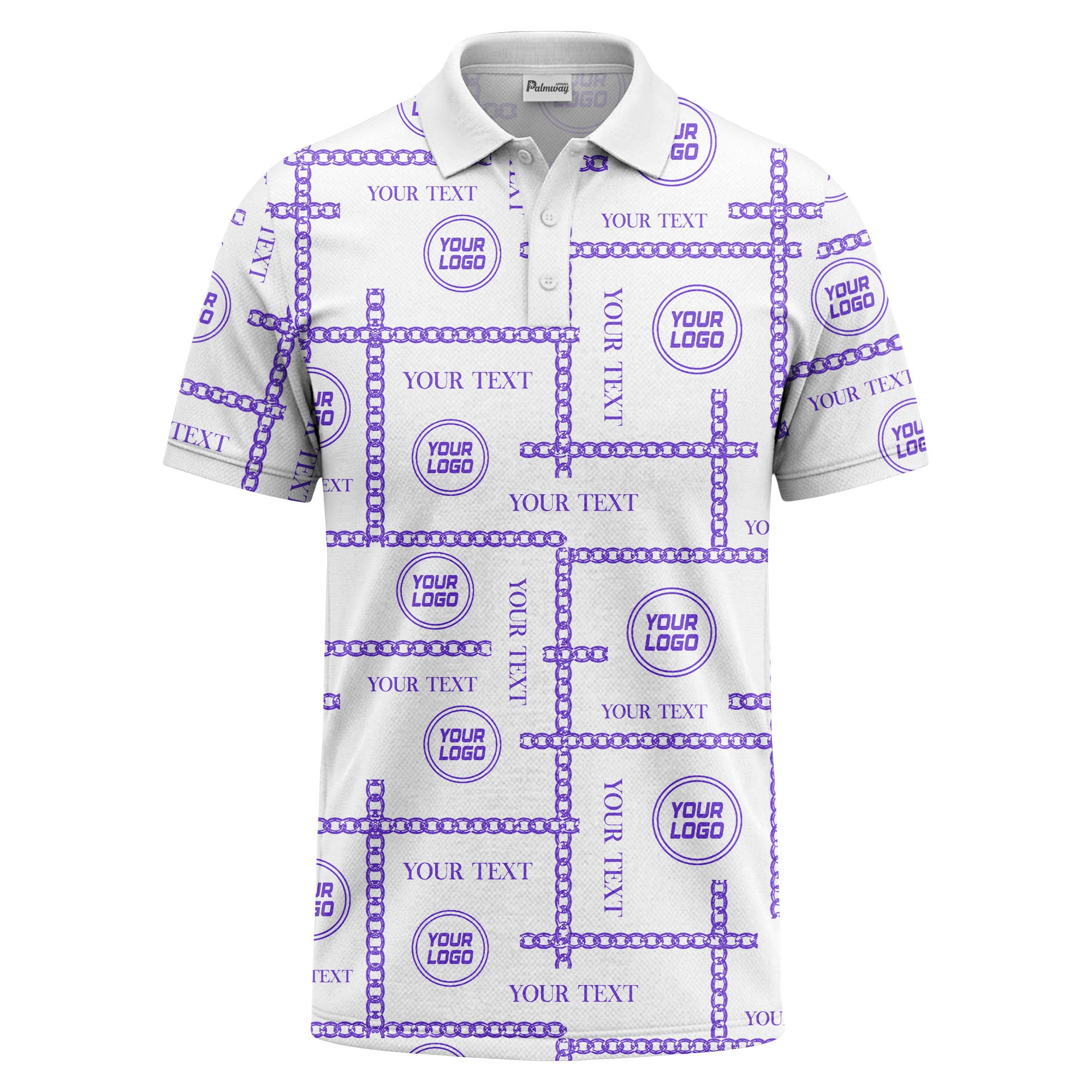 chain link grid custom logo monochrome polo shirt for men