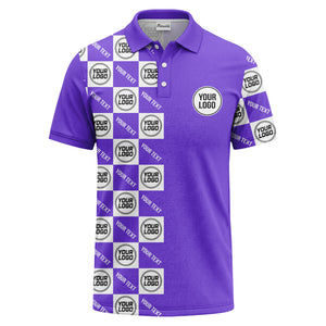 checkerboard repeat logo text black white customizable polo shirt