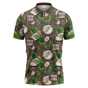 coconut palm trees ice cubes tropical black polo shirt for men