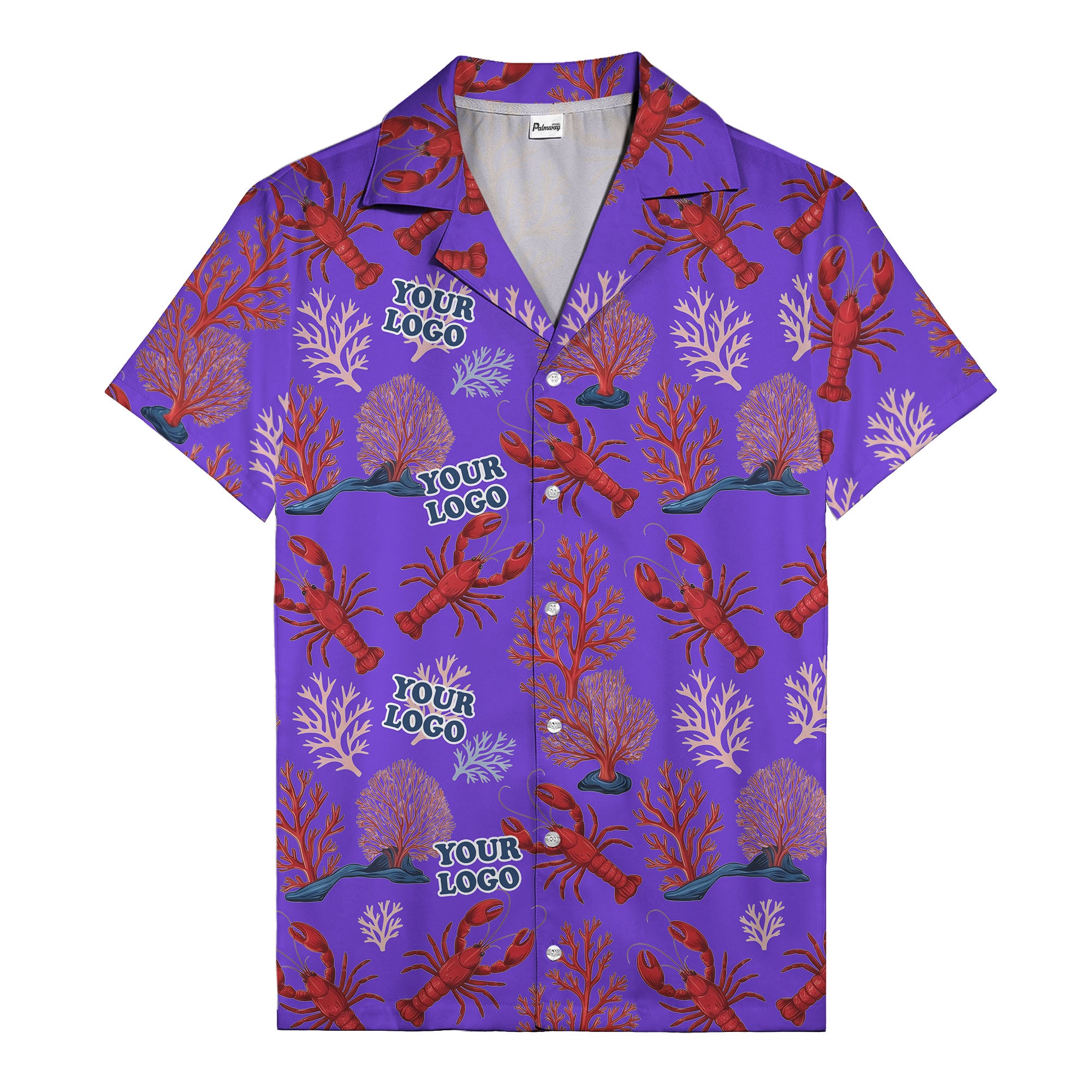 coral reef lobsters & watercolor logo repeat hawaiian shirt