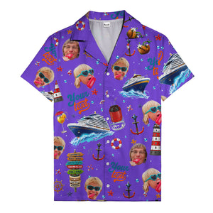 cruise ship faces & cocktail signs cartoon hawaiian shirt
