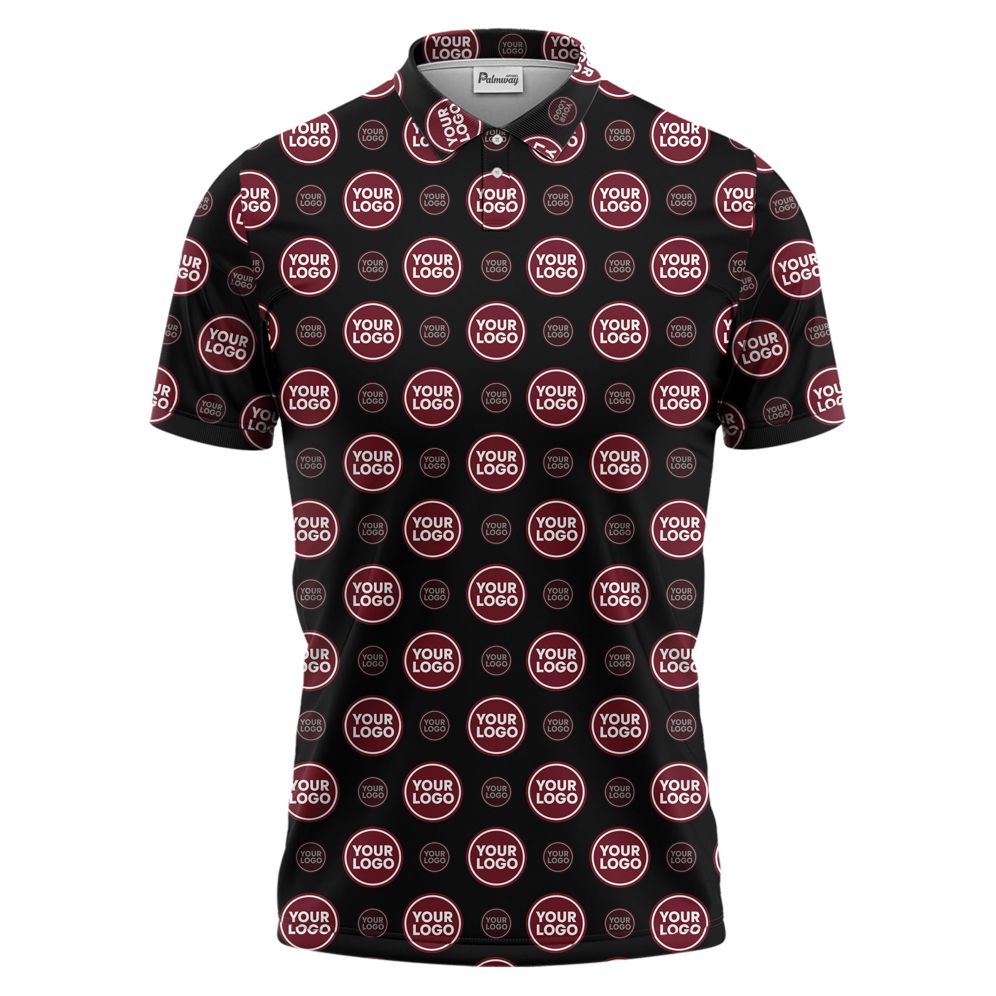 custom color logo polo shirt | bold geometric branding design