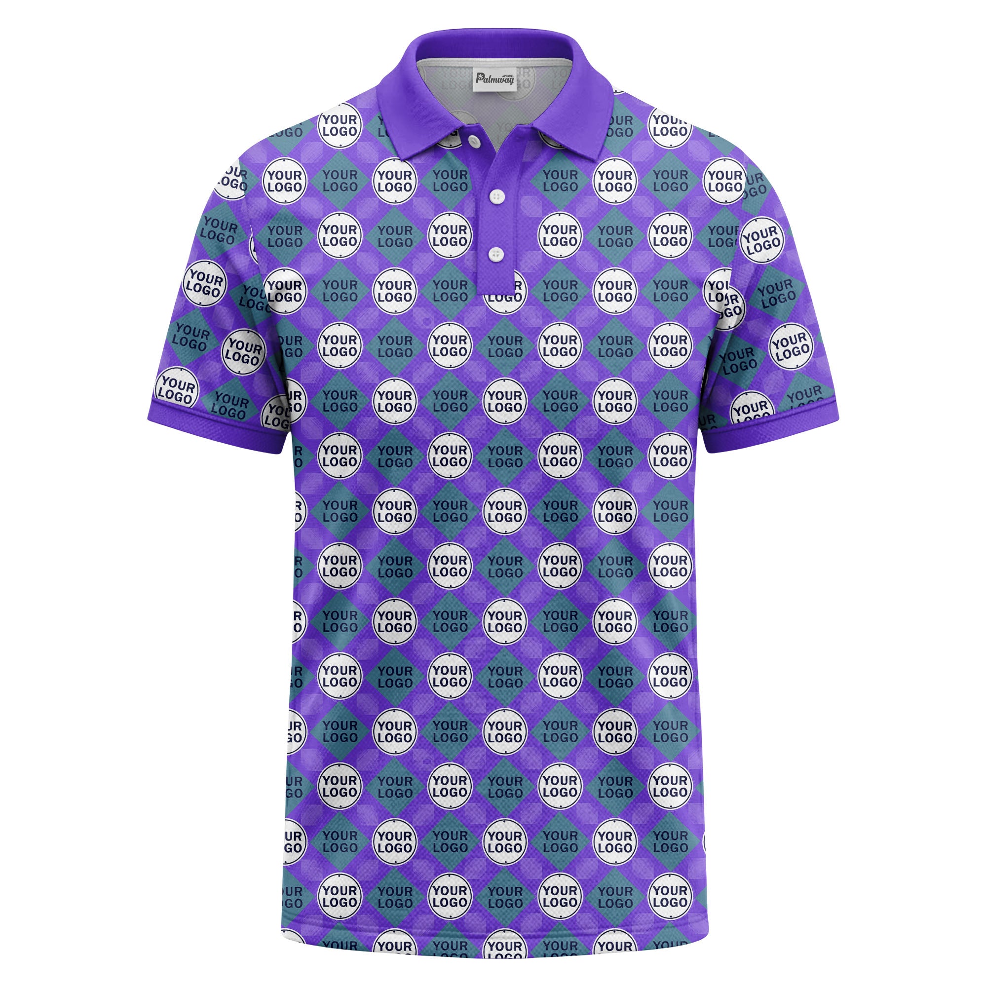 custom diamond grid circular logos polo shirt for men