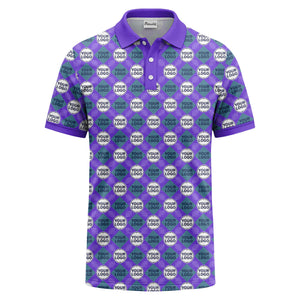 custom diamond grid circular logos polo shirt for men
