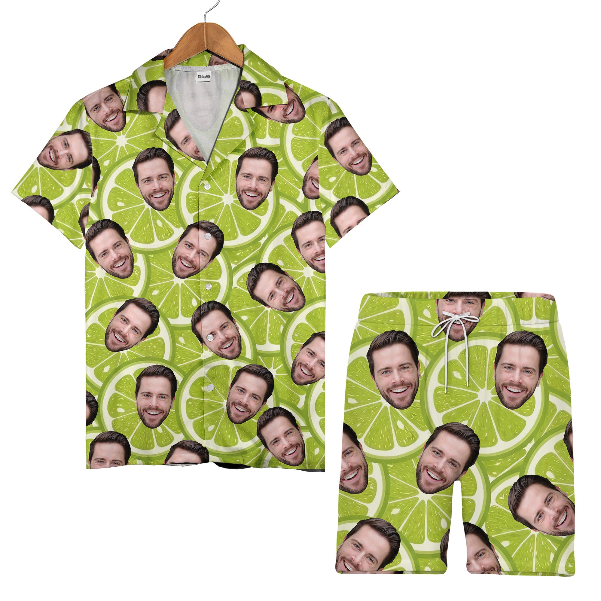 Custom Face Lime Slice Hawaiian Shirt - Funny Personalized Photo Party Novelty