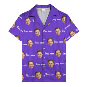 custom face portrait & personalized text repeat hawaiian shirt