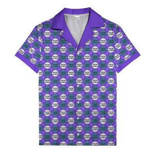 custom logo diamond grid pattern hawaiian shirt for men