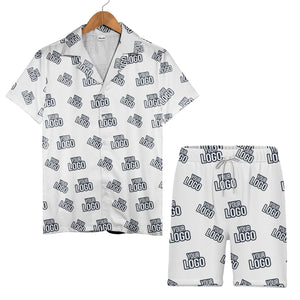 Custom Logo Hawaiian Shirt - Personalized Branded Repeating Text Pattern Design