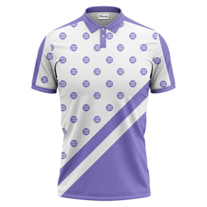 custom logo repeat diagonal stripe black & white polo shirt