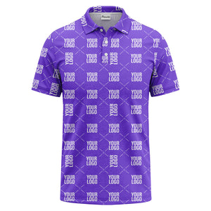 custom logo repeat diamond grid black white polo shirt
