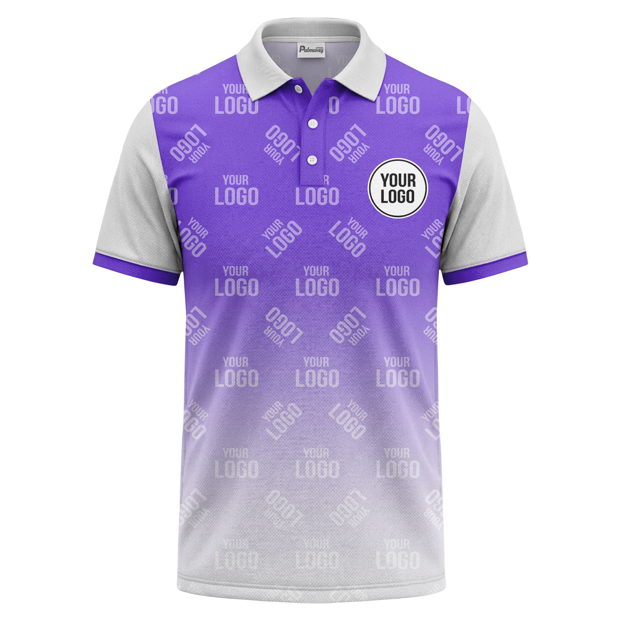 custom logo repeat gradient polo shirt for men in black & white
