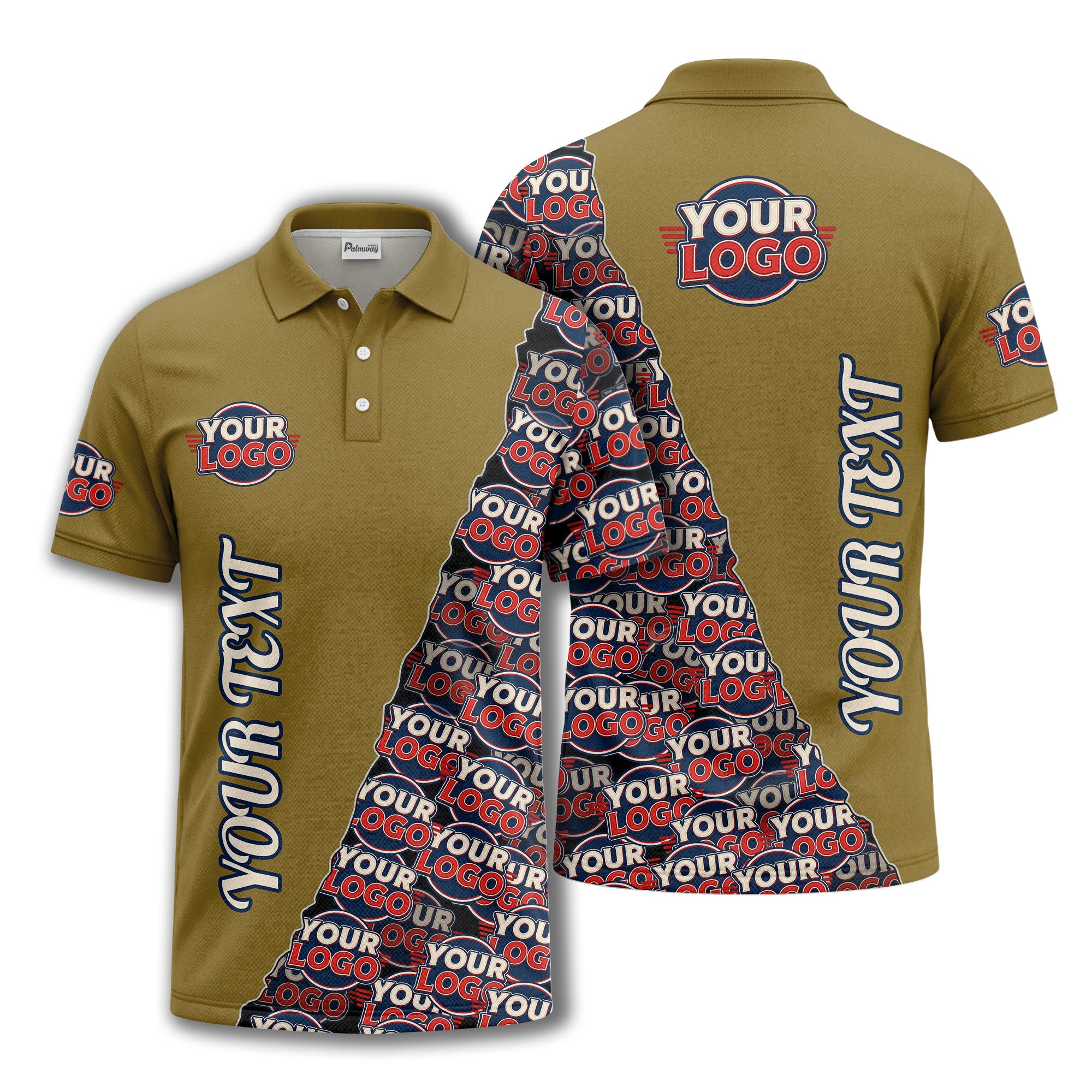 custom logo repeat vertical text pattern personalized polo shirt