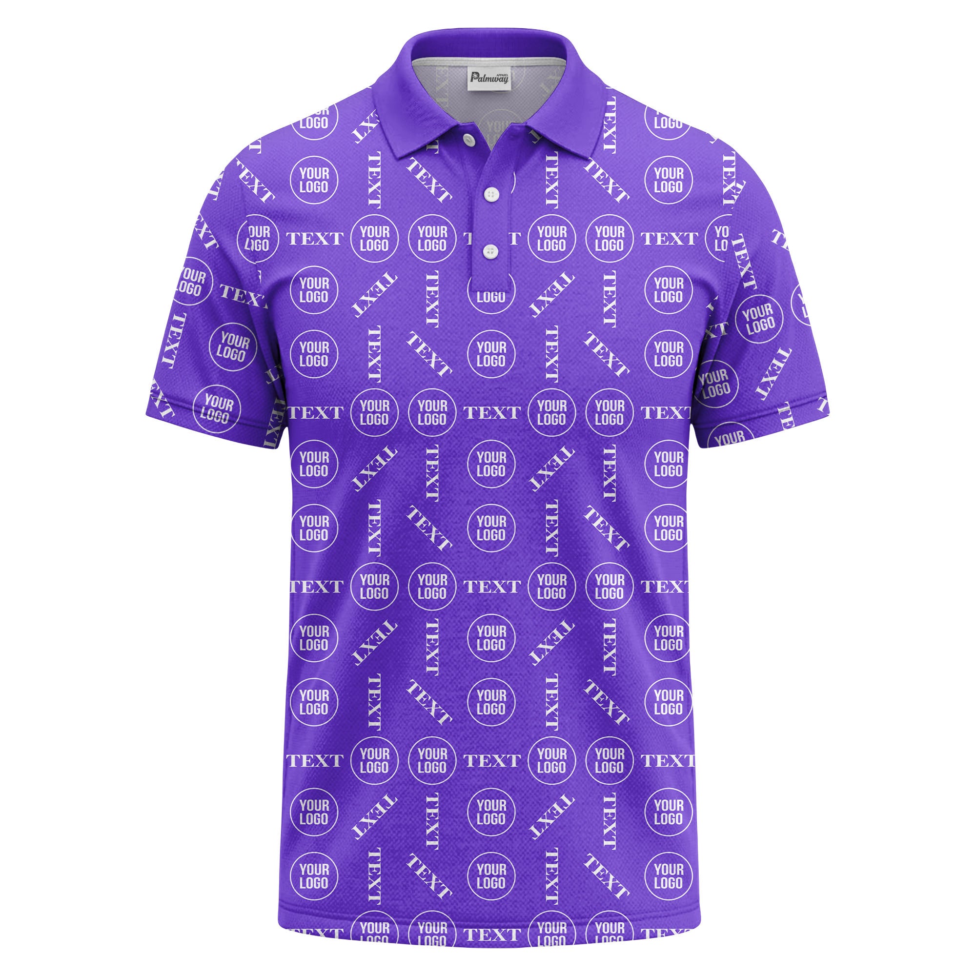 custom logo & text repeat all over print polo shirt