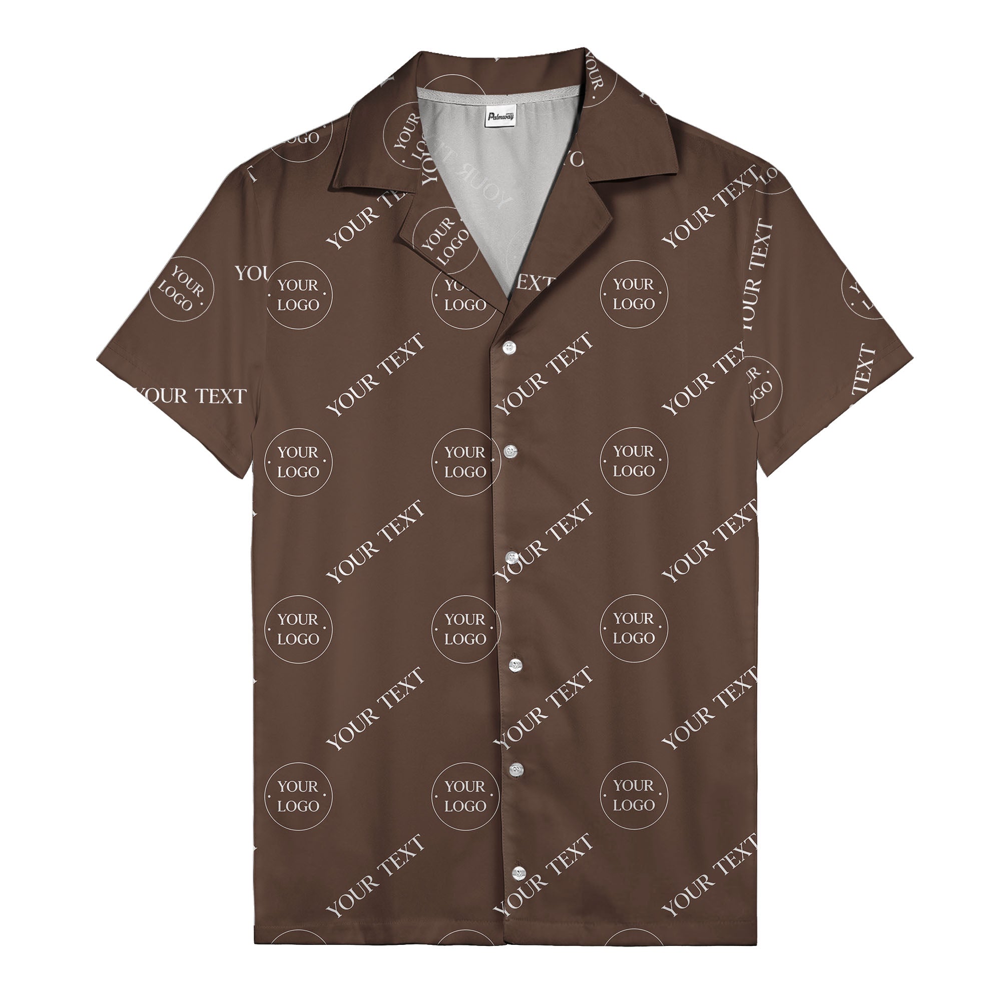 custom logo & text repeat black hawaiian shirt for personalized branding