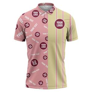 custom multi color geometric logo stripe men's golf polo shirt