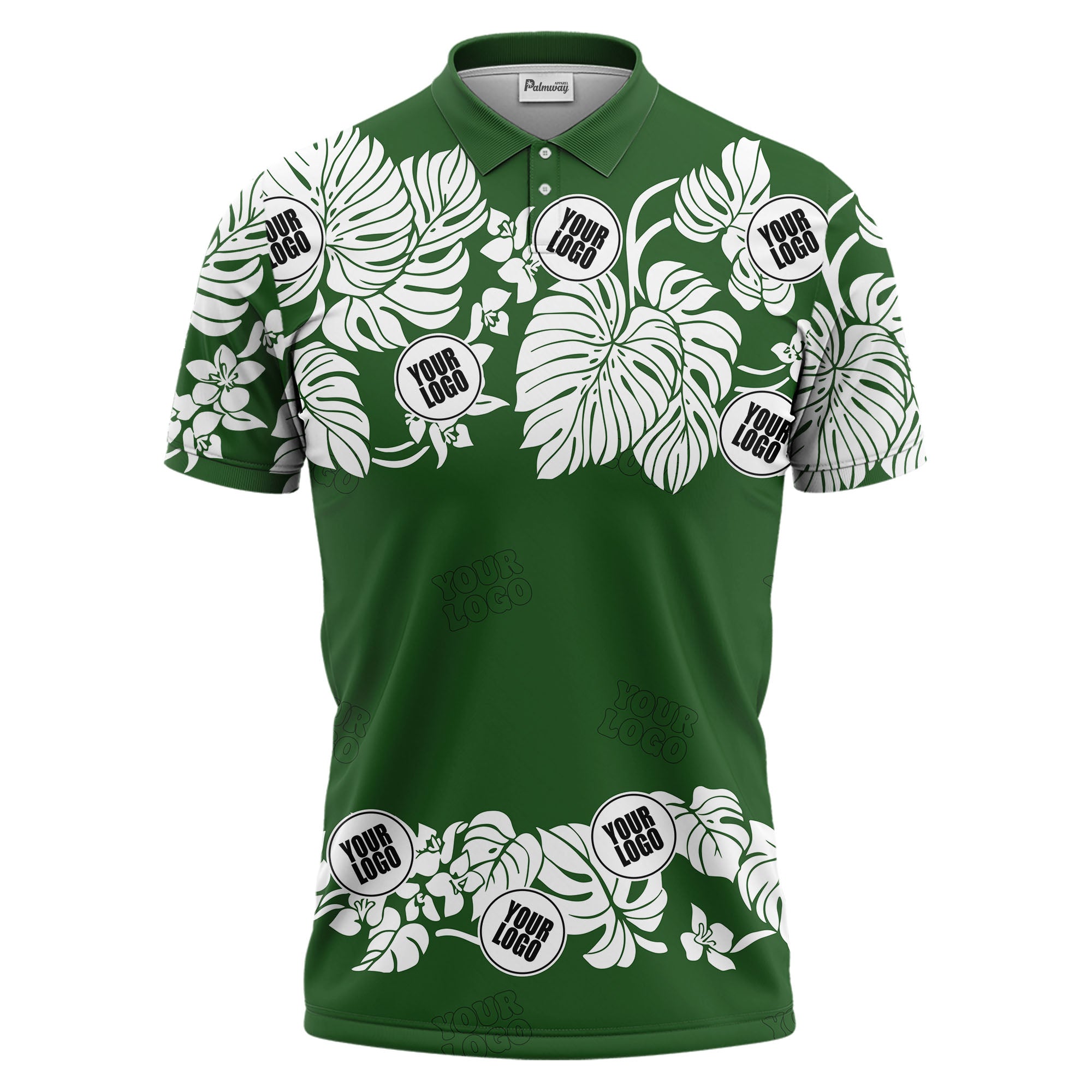 custom multi color monstera hawaiian floral tropical golf polo shirt for men