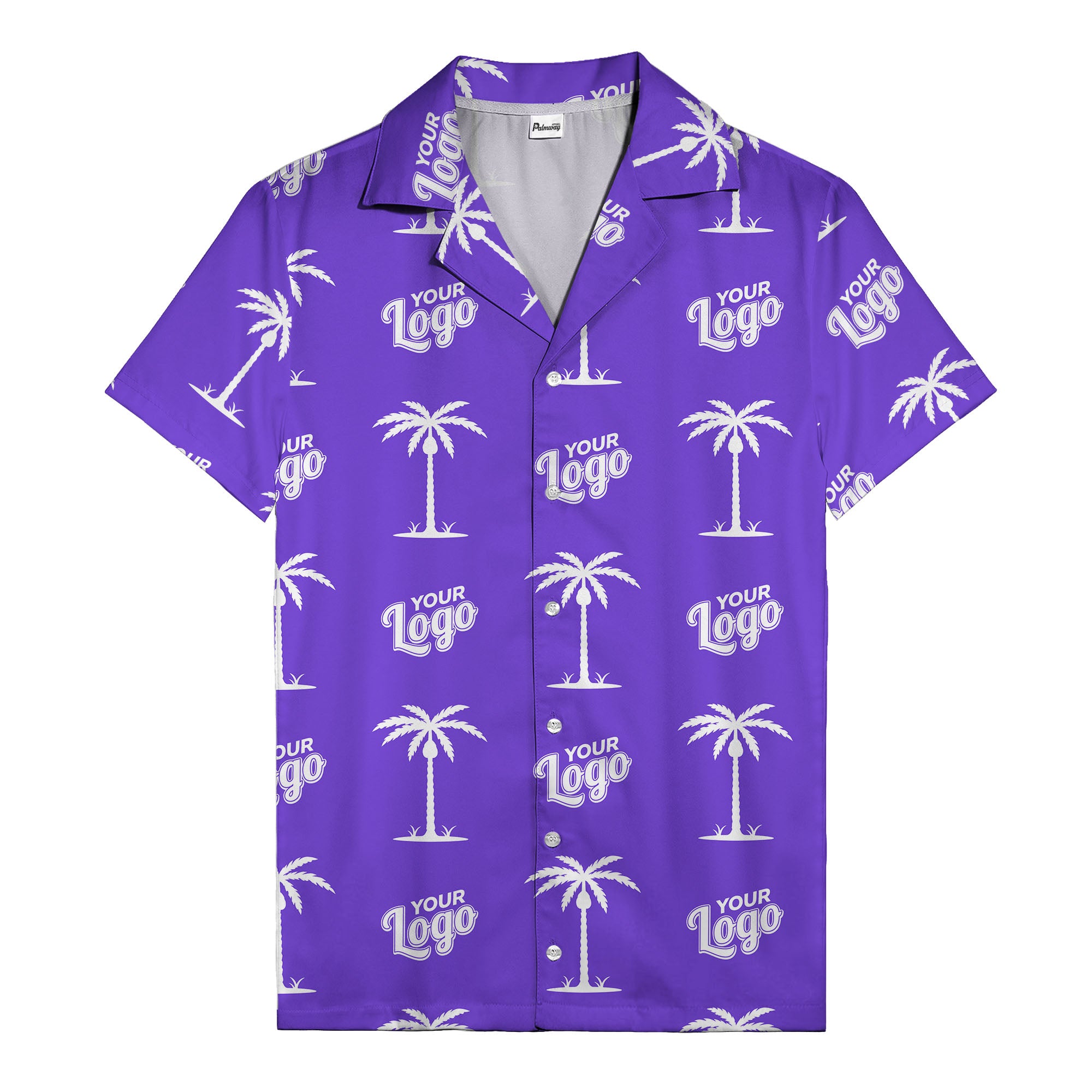 custom palm trees & your logo repeat black gold hawaiian shirt
