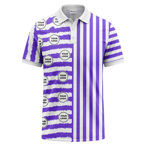 customizable black & white stripes with logo circles polo shirt