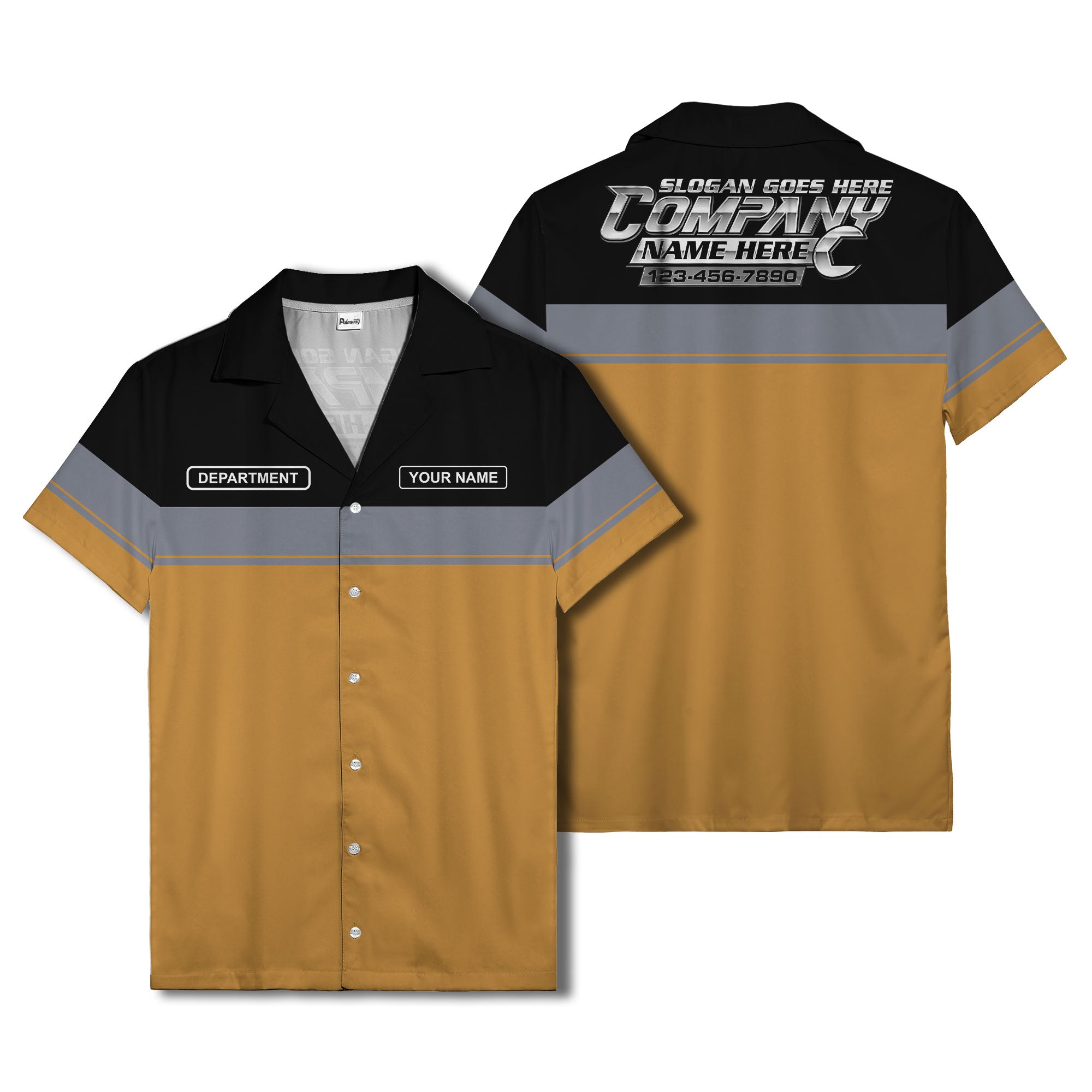 customizable department name gray stripe minimalist hawaiian shirt