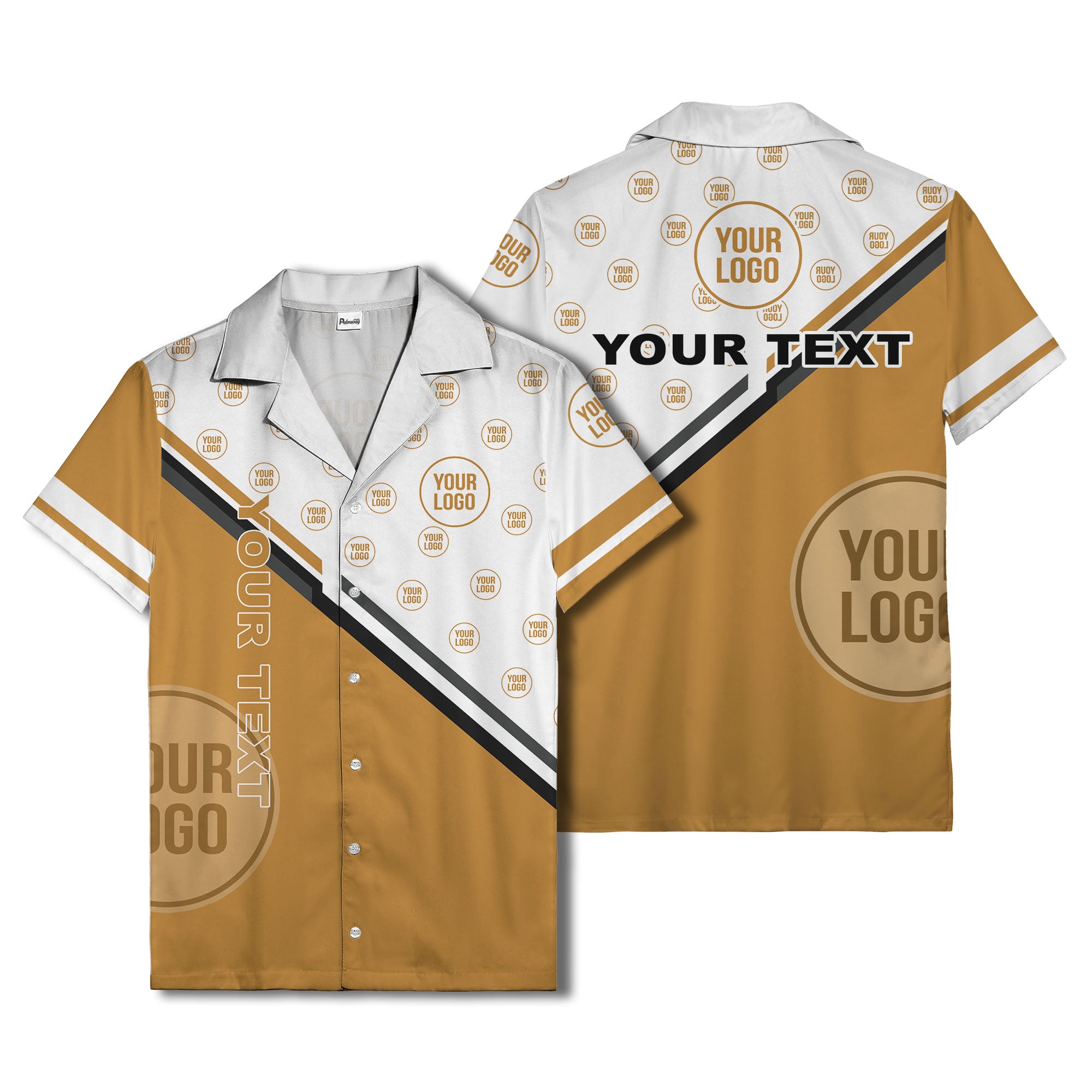 customizable diagonal stripe & logo repeating hawaiian shirt