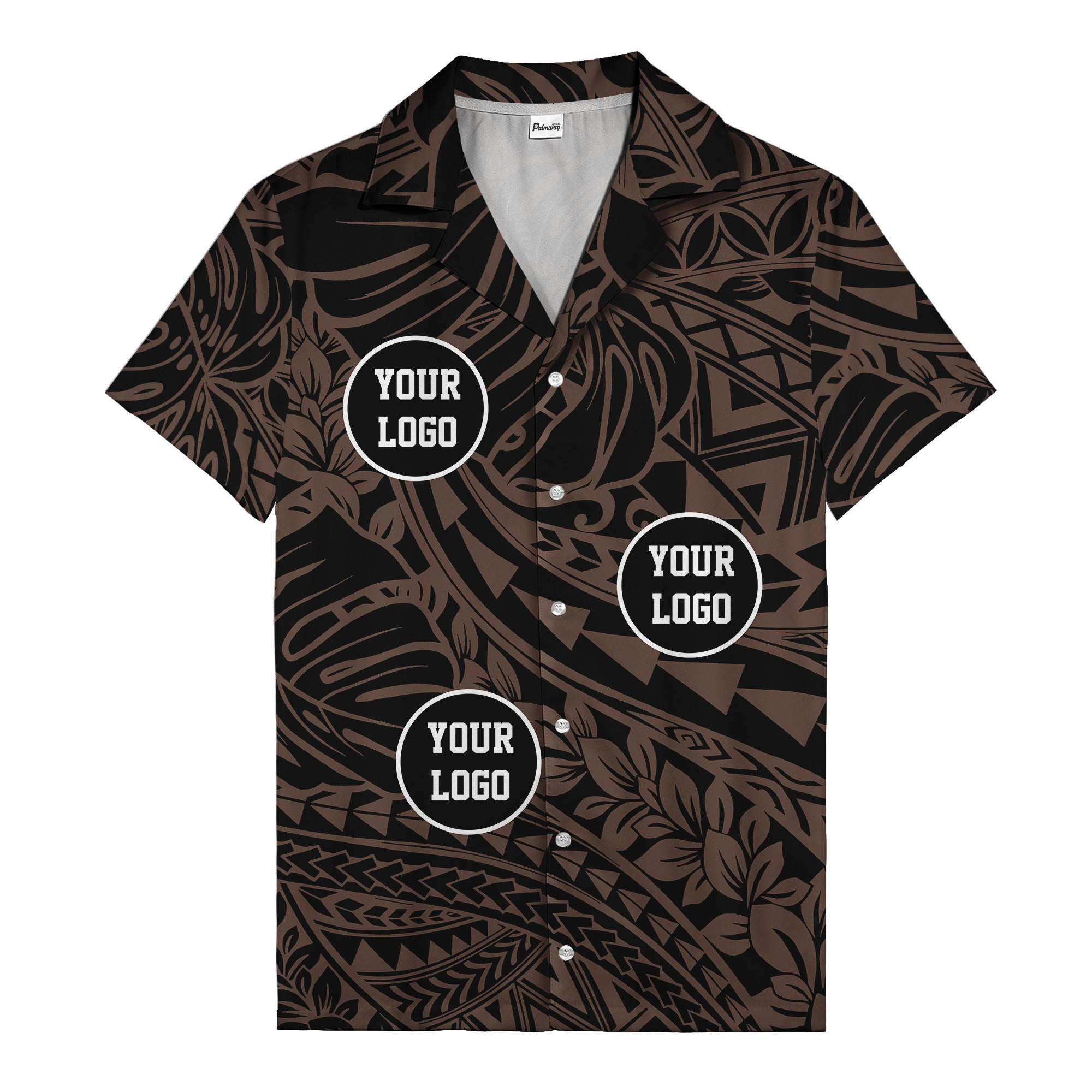 customizable logo circles pattern black hawaiian shirt for men