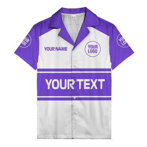 customizable text & logo horizontal stripe bowling hawaiian shirt