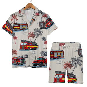 Fire Engine Surf Splash Tropical Aloha Button Down Shirt Hawaiian Shirt