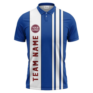 Geometric Maroon Black White Striped Team Polo Shirt With Custom Text Panel