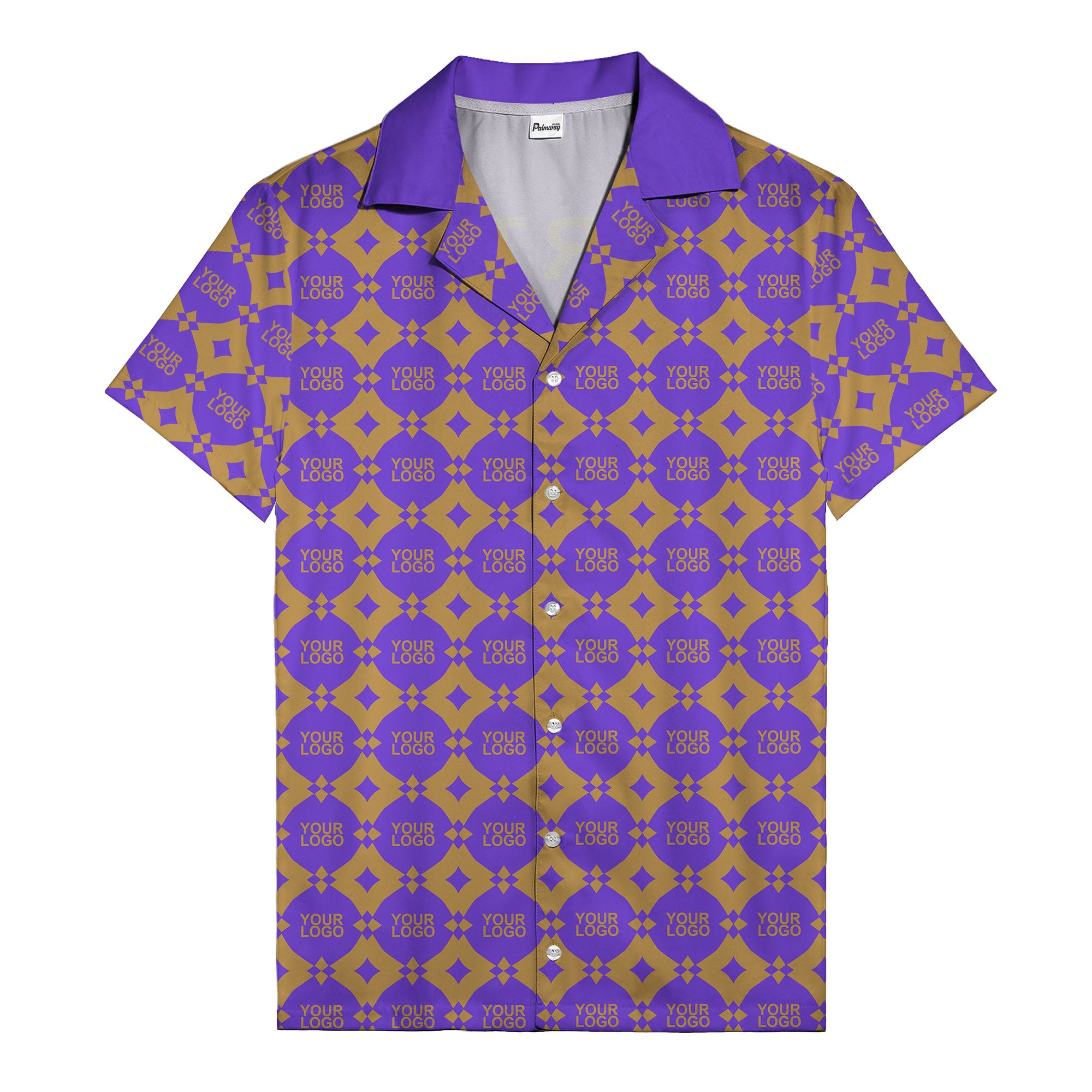 gold mon diamond lattice monogram hawaiian shirt for men