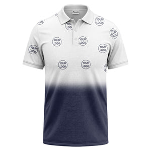 gradient black white custom logo repeat polo shirt