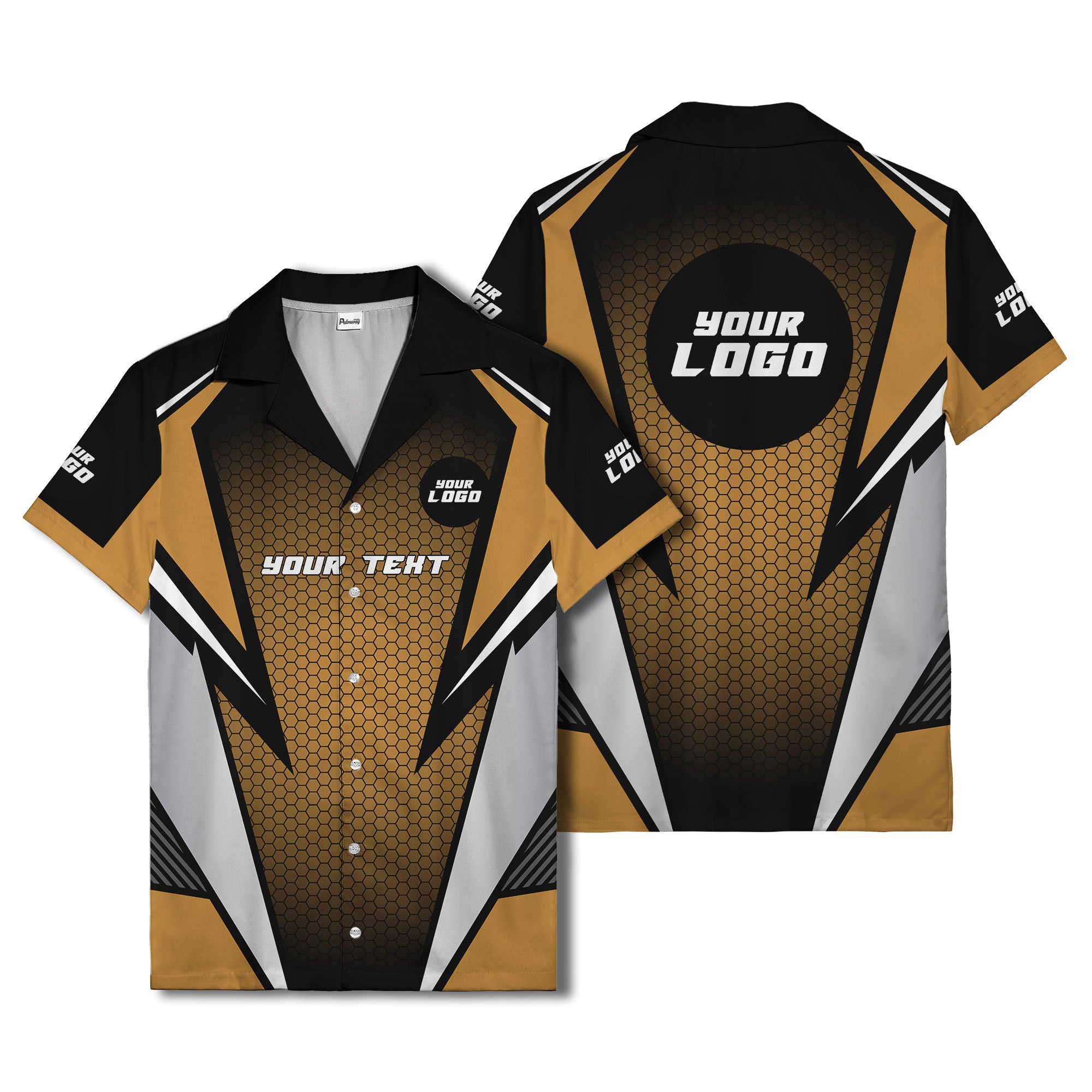 hexagon grid lightning bolt hawaiian shirt for men