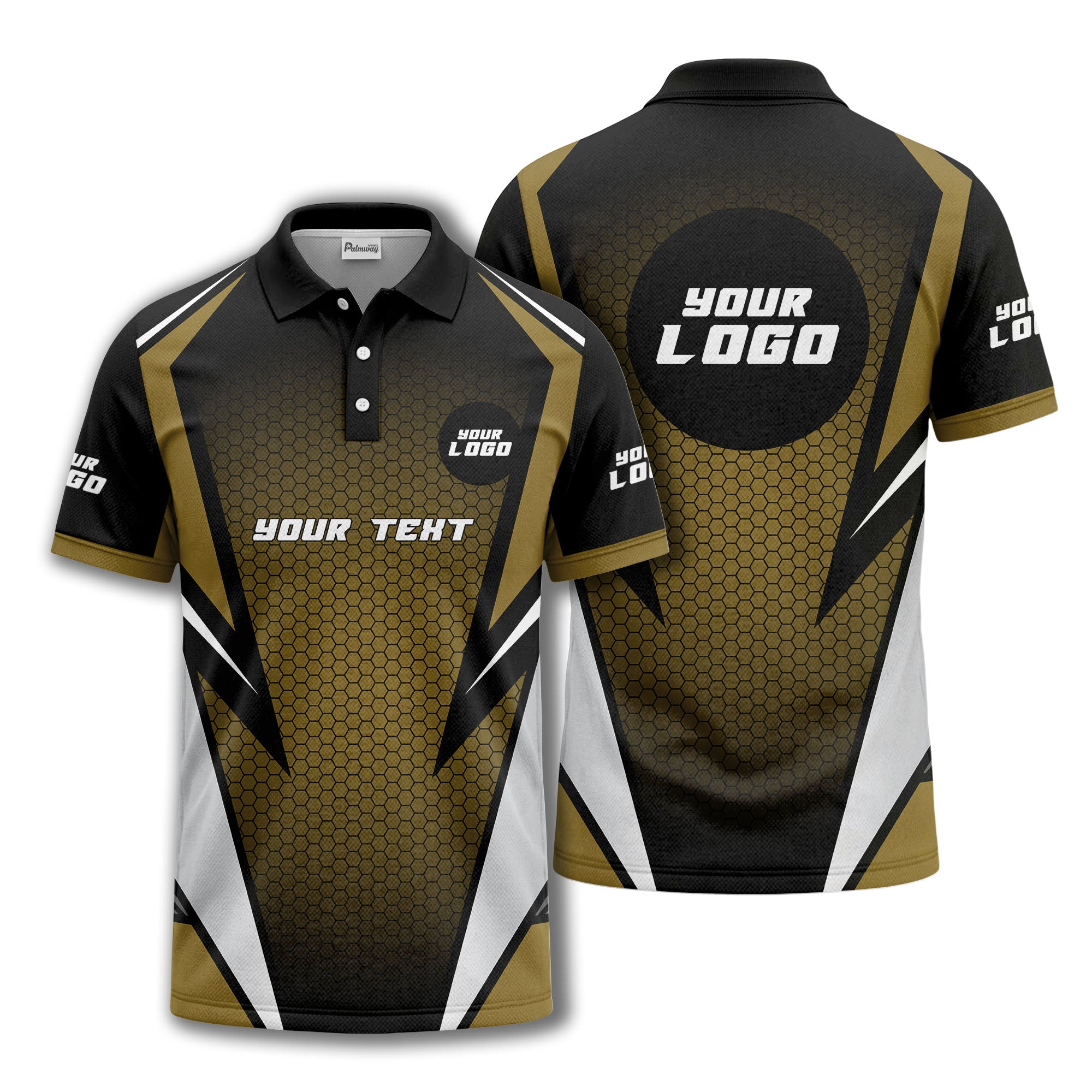 hexagonal grid geometric lines modern tech-inspired polo shirt