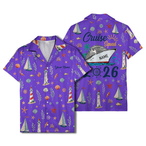 lighthouses sailboats seashells watercolor nautical hawaiian shirt for men