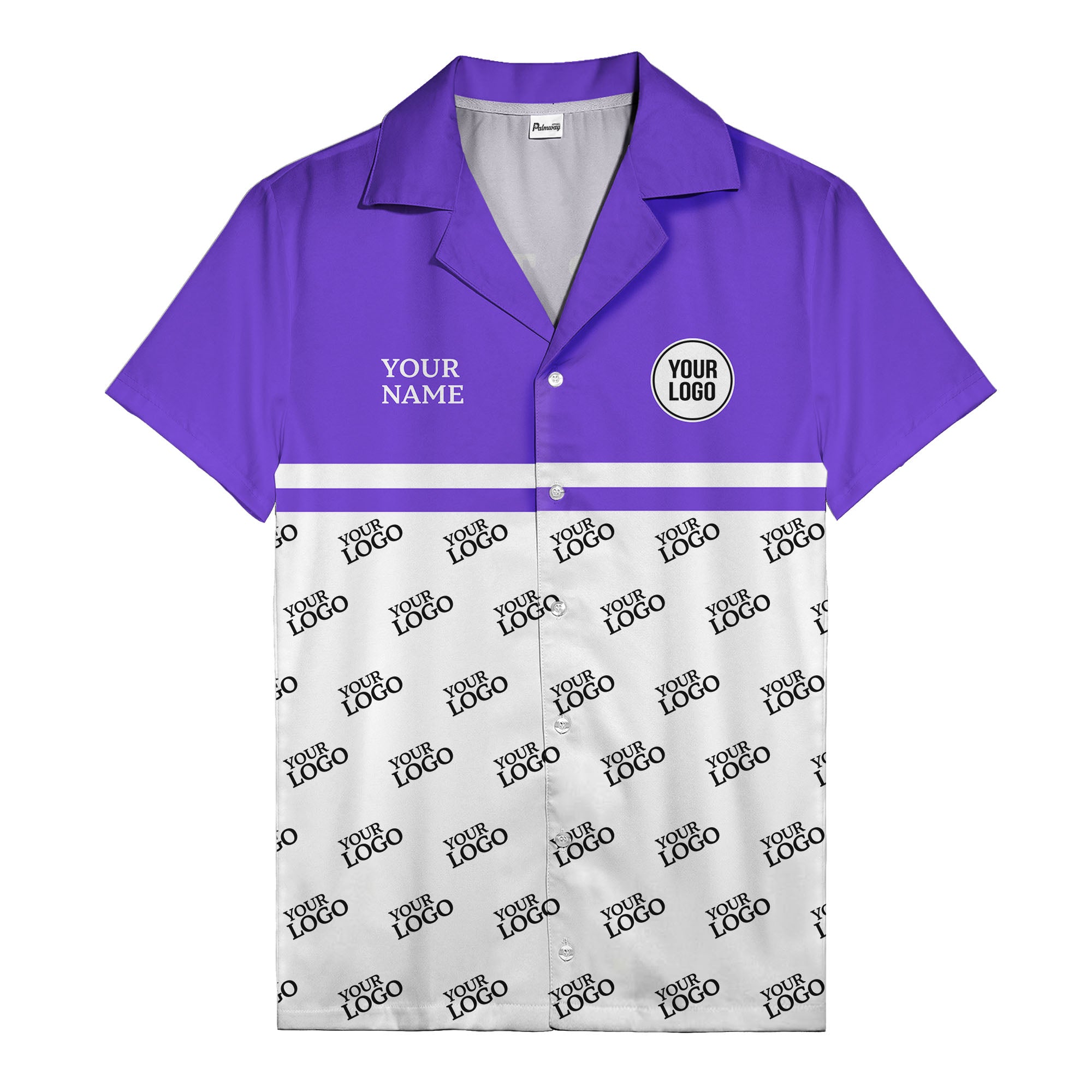 monochrome custom logo repeat hawaiian shirt for men