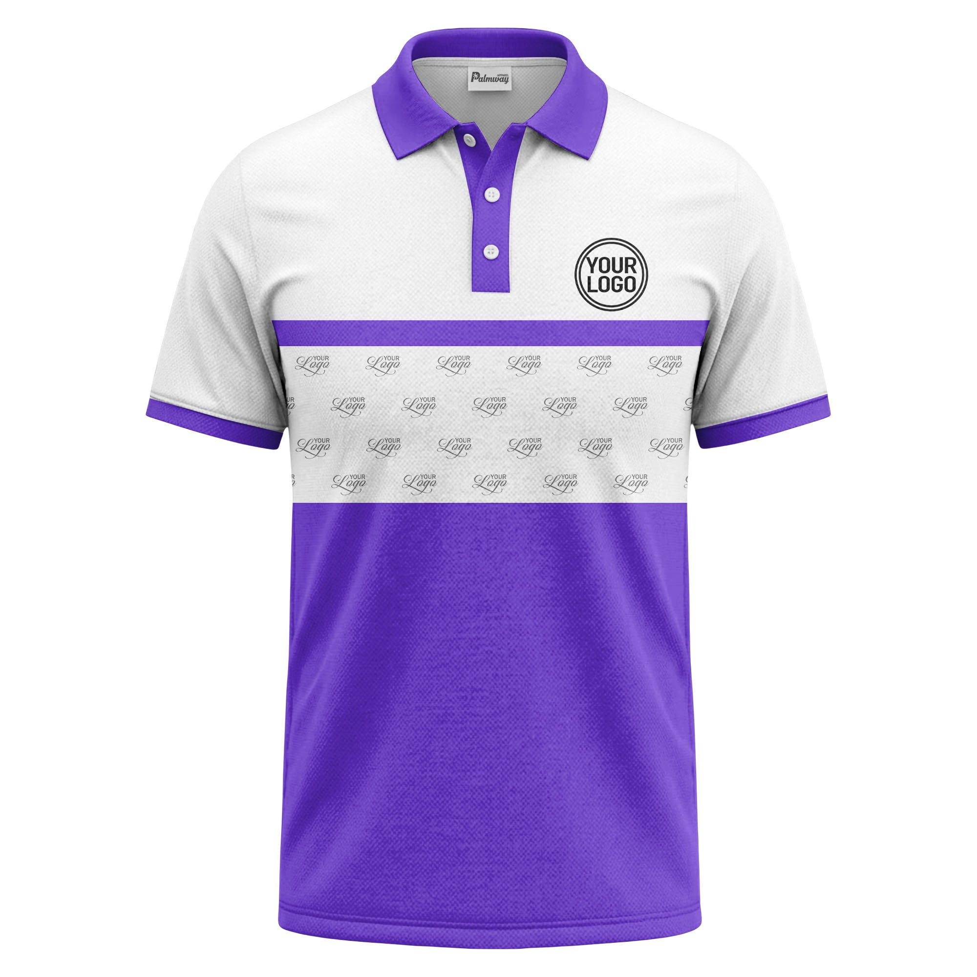 monochrome custom logo repeat stripe polo shirt for men