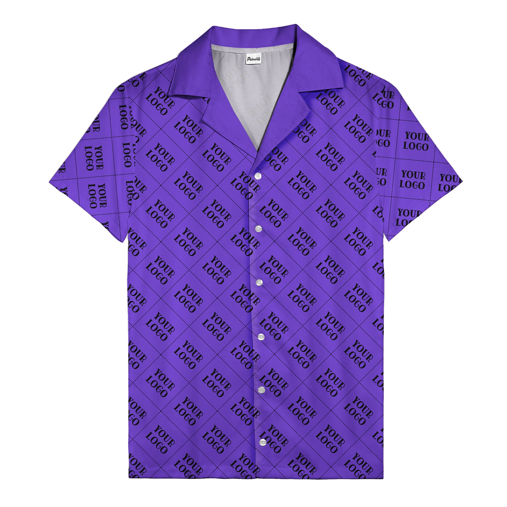monochrome diamond grid custom logo repeat hawaiian shirt for men