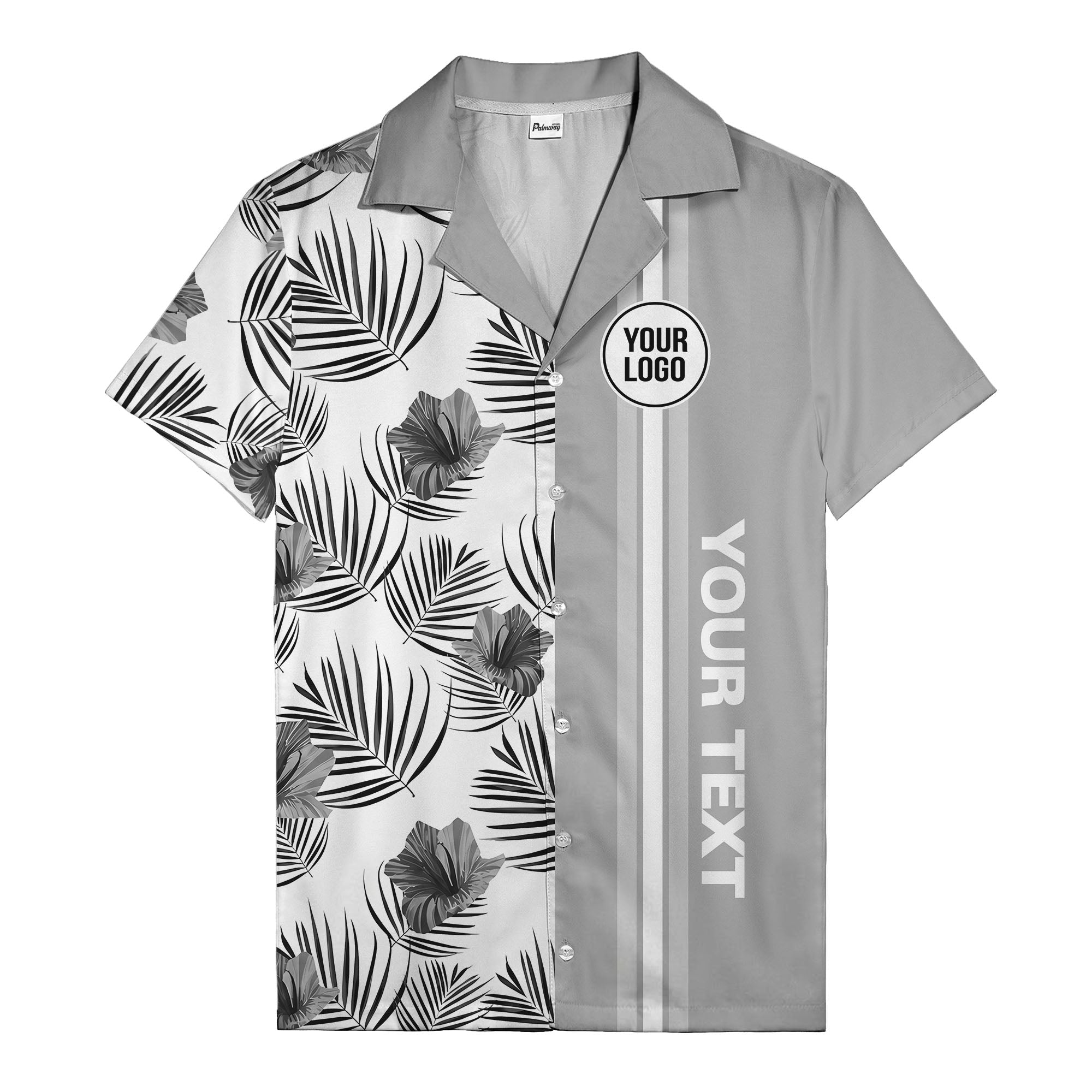 jet black monochrome tropical floral leaves hawaiian shirt for men