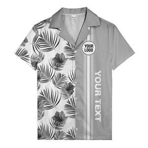 jet black monochrome tropical floral leaves hawaiian shirt for men