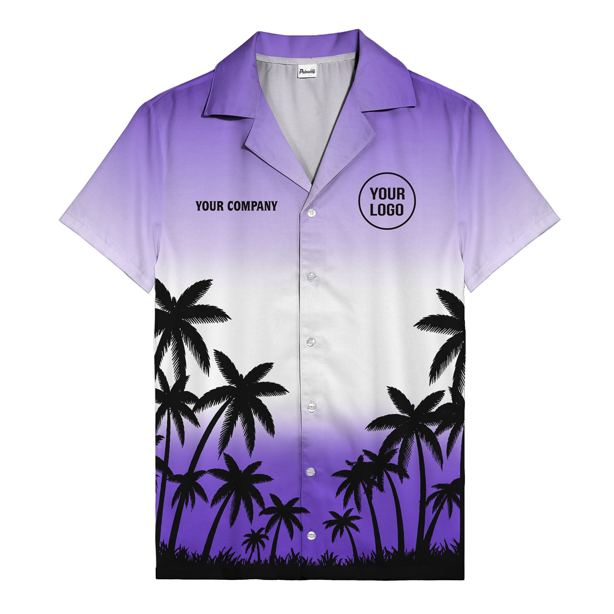 monochrome palm tree gradient silhouette hawaiian shirt for men