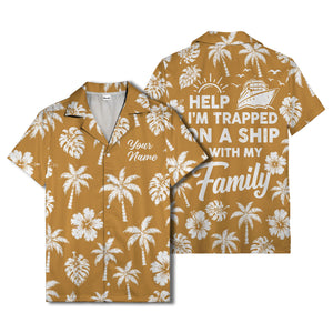 monochrome palm trees and hibiscus hawaiian shirt for men